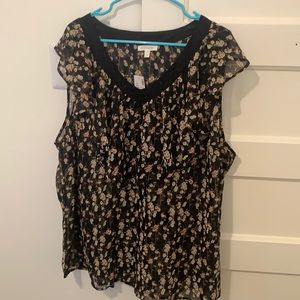 Black v neck see thru shirt